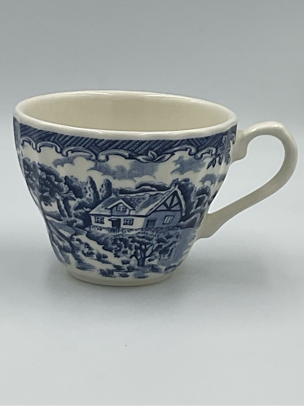 Churchill “The Brook Blue” Columbia Flat Cup with Handle Discontinued